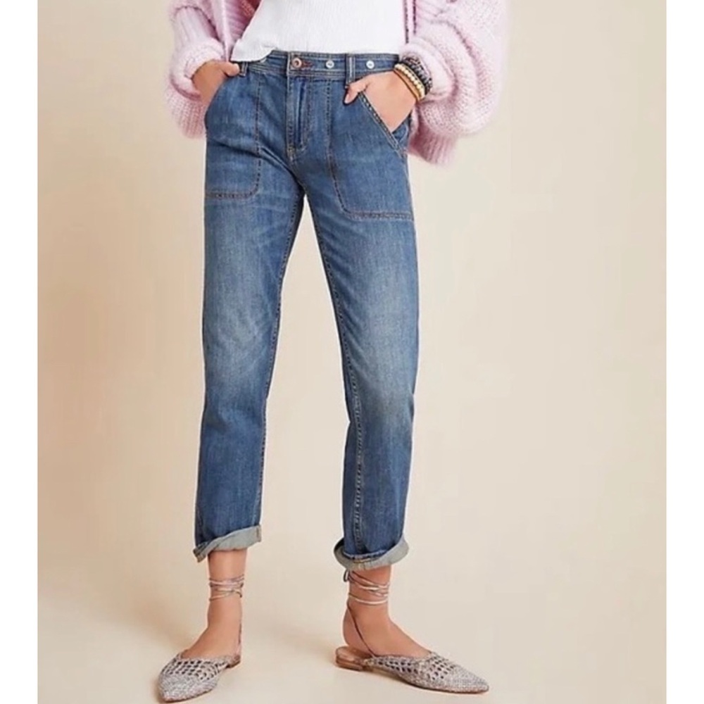 PILCRO & Letterpress Anthropologie Slim Boyfriend Fit Jeans 28 Petite